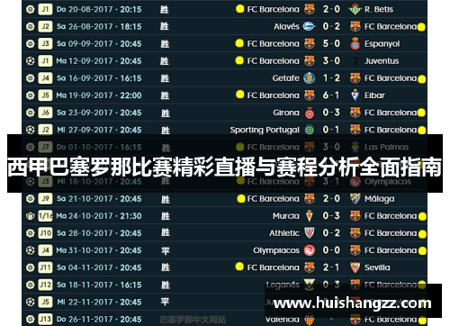 西甲巴塞罗那比赛精彩直播与赛程分析全面指南